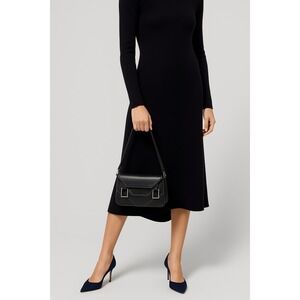 BCBGMAXAZRIA Statement Shoulder Purse Unique Stitchwork‎ & Silver Buckles